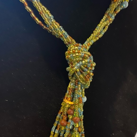 Artisan multi strand tassel necklace Shades of the ocean beads Mermaidcore - Picture 3 of 15